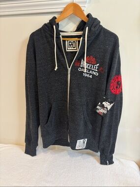 Roots of Fight Bruce Lee Zip-Up Hoodie - Charcoal with Red Accents